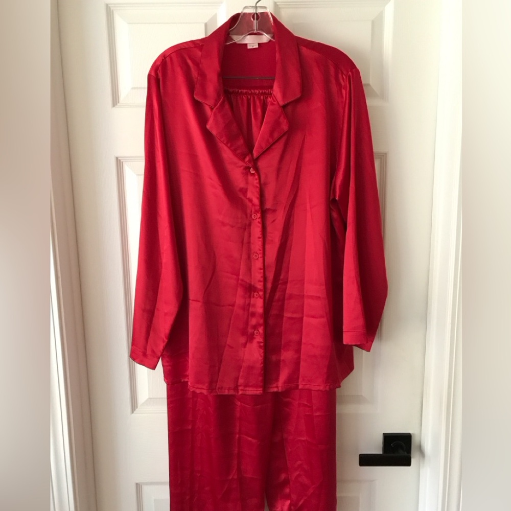 Victoria Secret Satin Long Pajama Set in a beautiful raspberry color. Size M.
